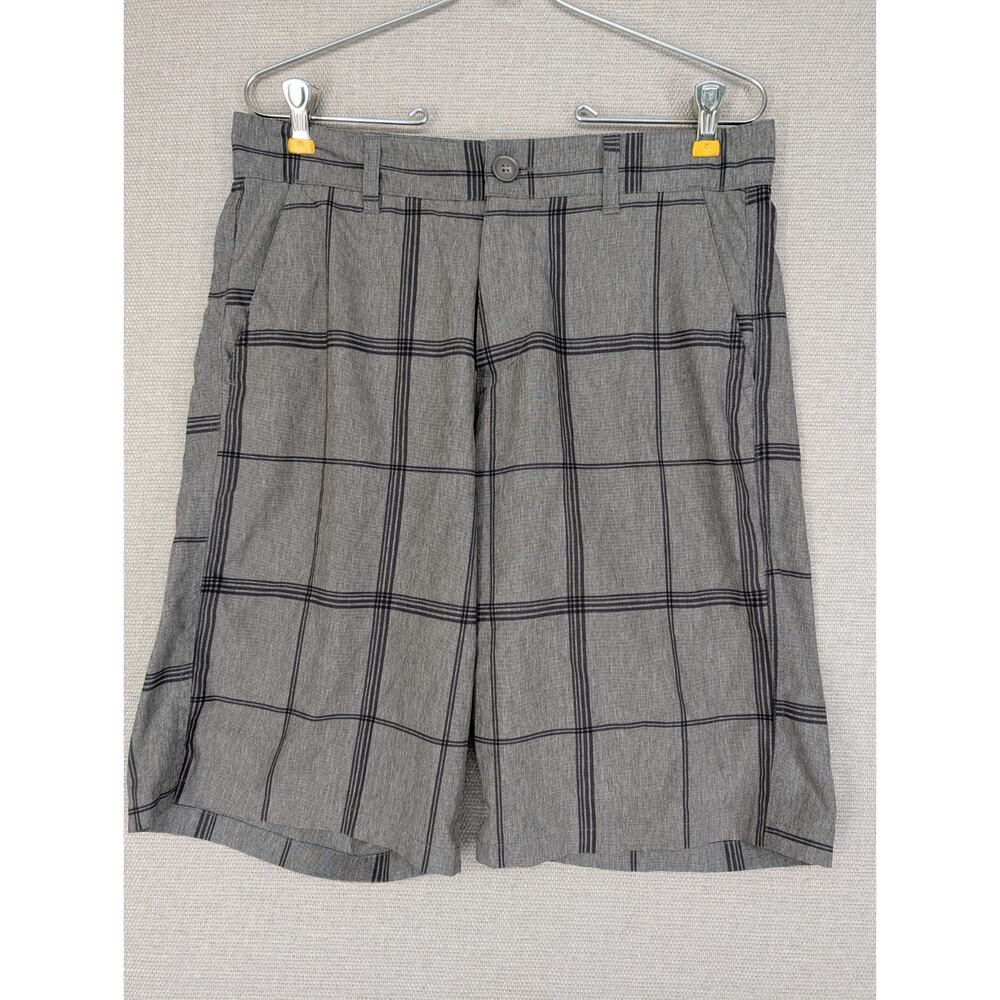 Ocean Pacific Op Flex 4 Way Stretch Men's Golf Shorts Gray Plaid Size 30